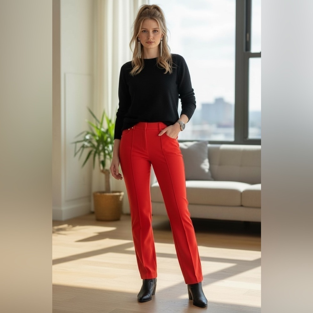 ESCADA NEW Garnet Red Stretch Teresa Straight Leg Jeans SM | US 4 MSRP$395